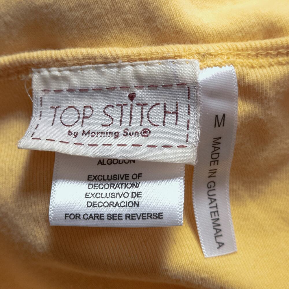 Top Stitch Long Sleeve Shirt Size M Yellow Floral Rhinestone Beachy Tee - Picture 5 of 7
